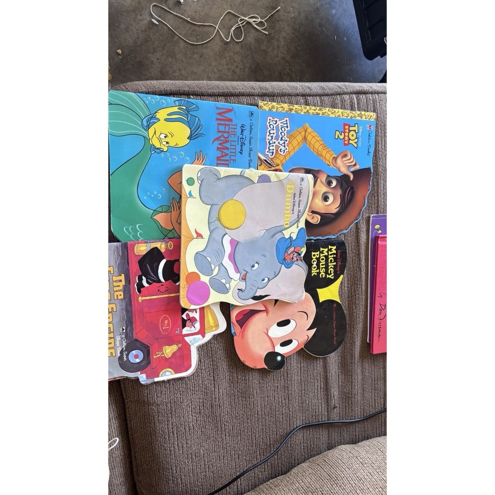 4 Golden Super Shape Books Mickey Mouse, Dumbo, Little Mermaid, Toy Story, Fire